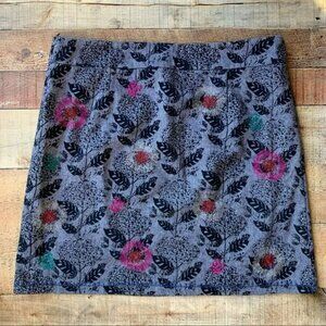 White stuff womens plus size knee length herringbone skirt embroidered flowers